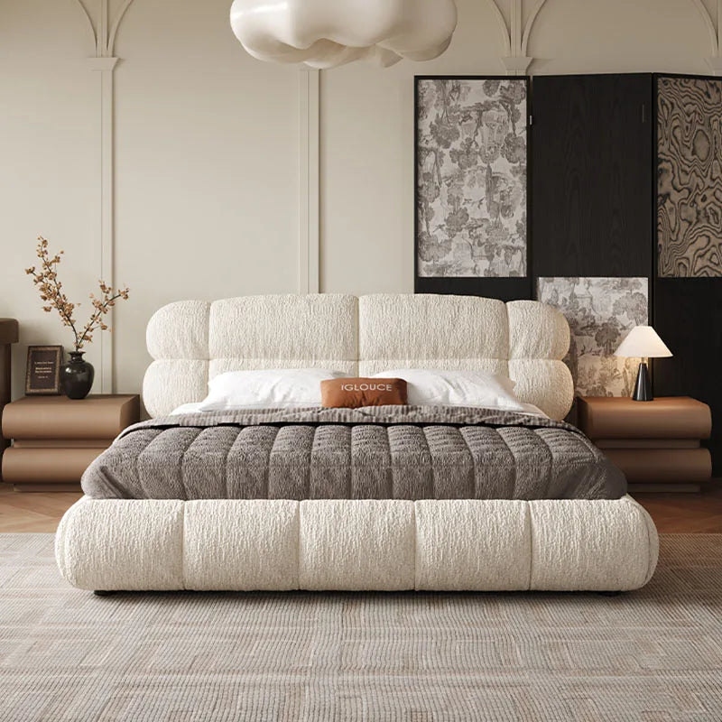 Lit “ORY” Style Européen, Unique et Original en tissu Chenille