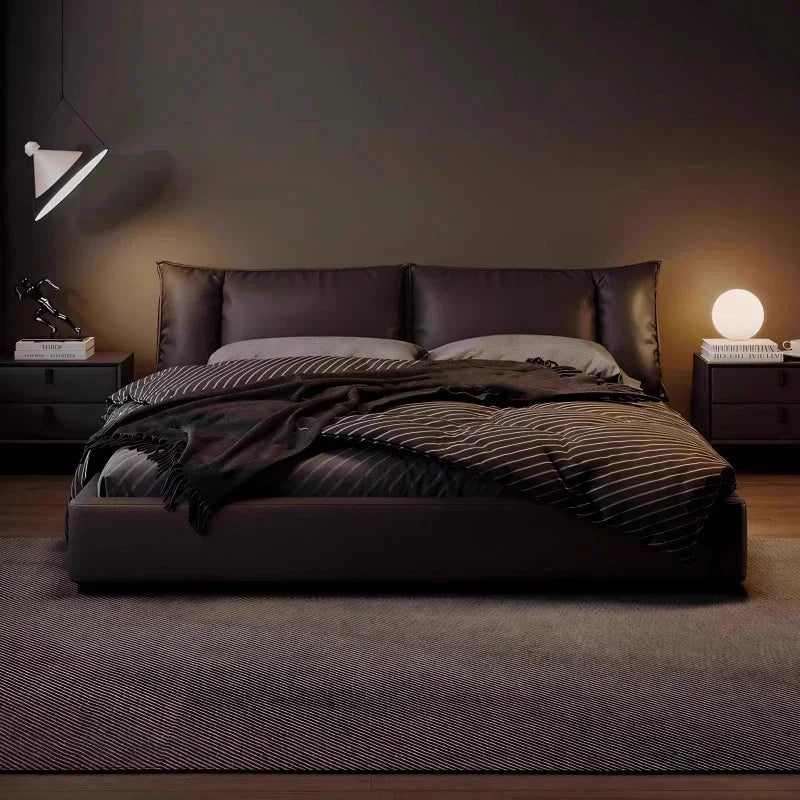 King size “ LÉO ” Design Somptueux en Cuir Véritable