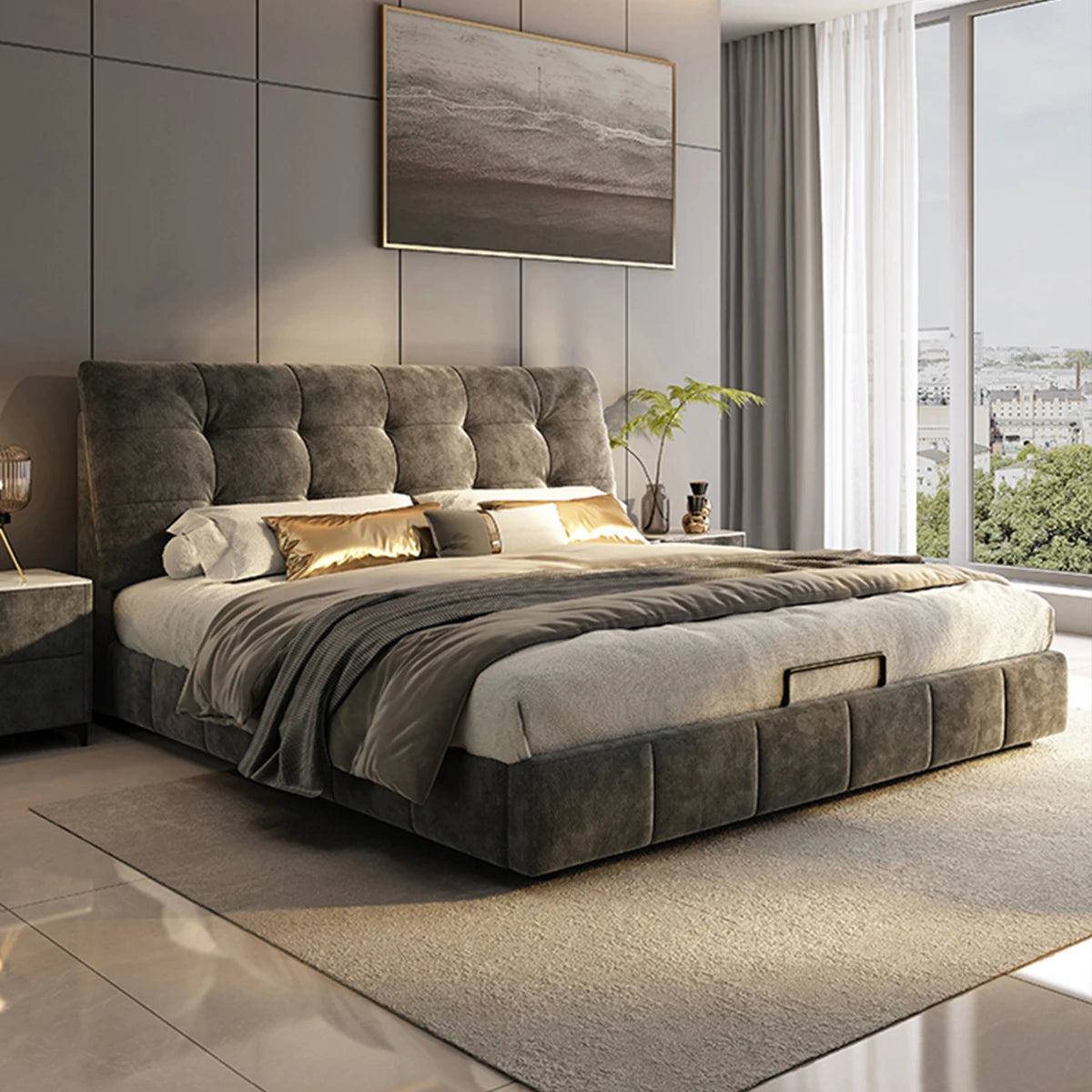 Lit “SIKA” en tissu haute gamme et design volumineux